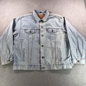 VTG Levis Trucker Jacket Mens 2XL Blue 90s Light Wash‎ Denim 70507-0313 USA Made